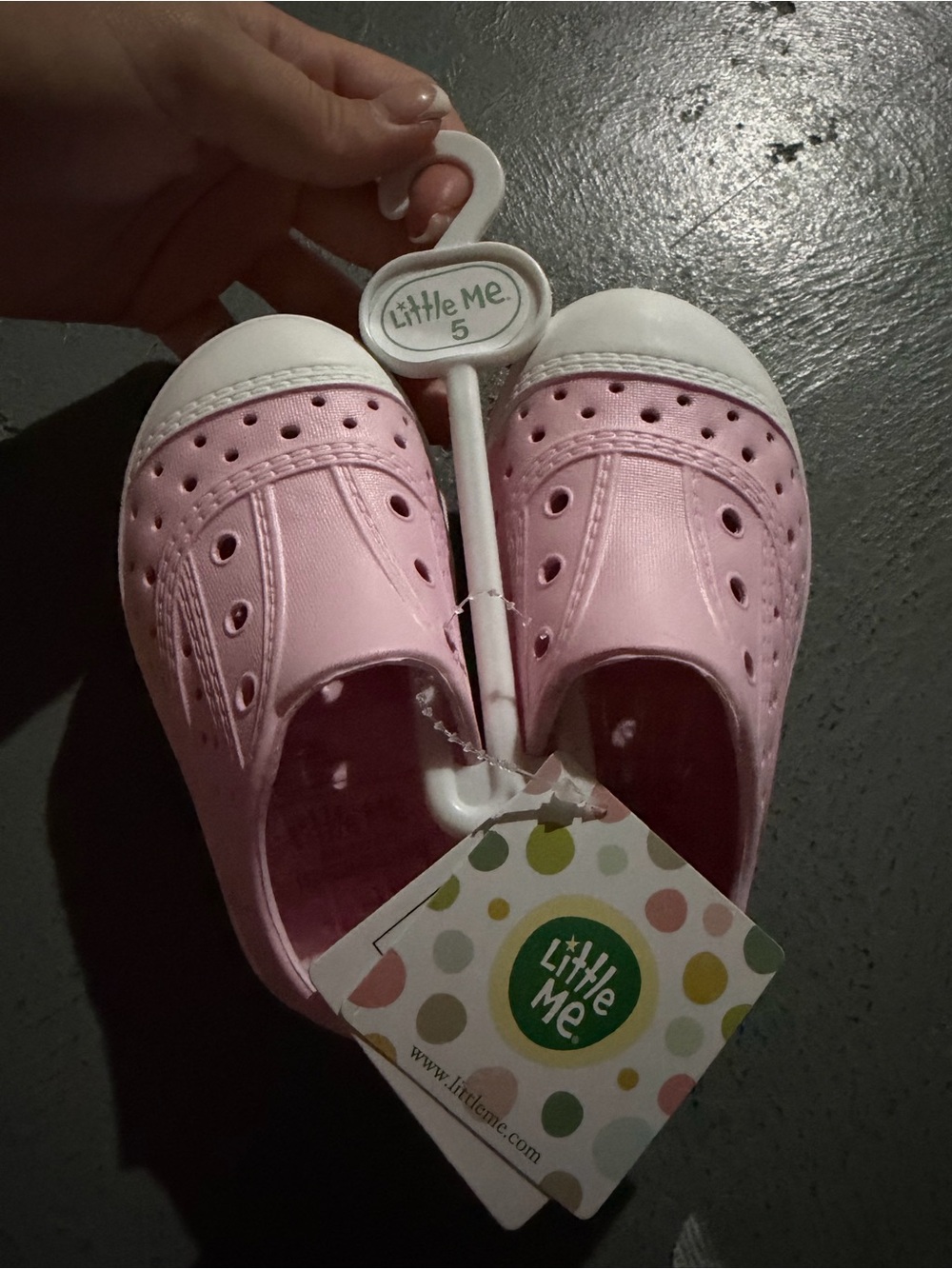 Little Me Baby Pink Slip-On Perforated Shoes